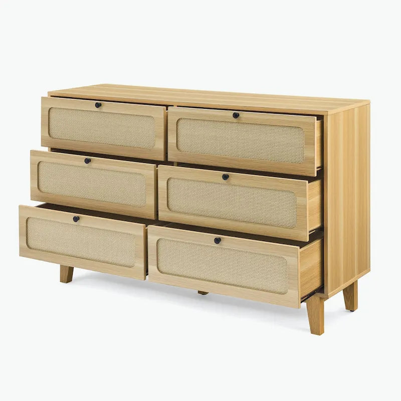 Commode 6 tiroirs avec plateau en bois