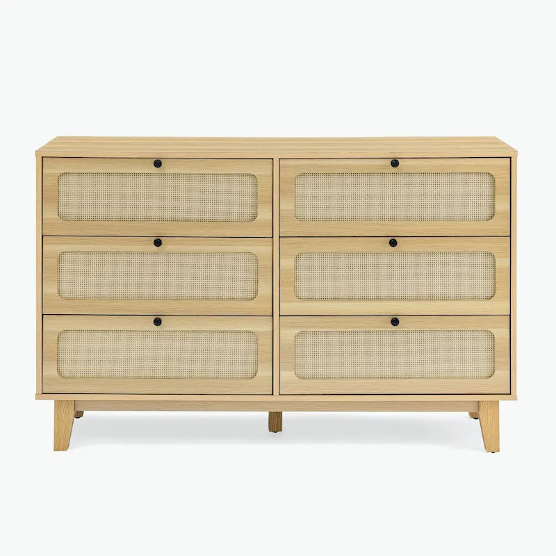 Commode 6 tiroirs avec plateau en bois