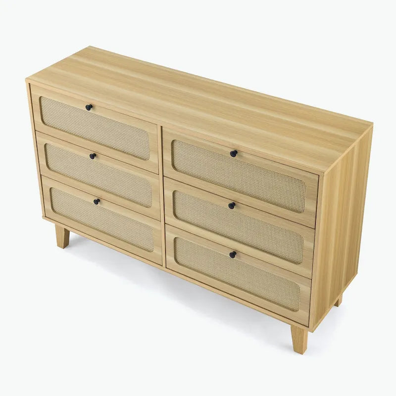 Commode 6 tiroirs avec plateau en bois