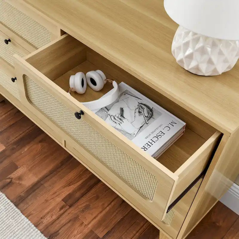 Commode 6 tiroirs avec plateau en bois
