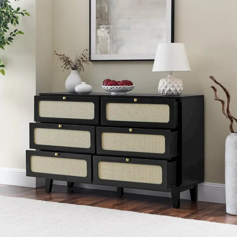 Commode 6 tiroirs avec plateau en bois