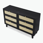 Commode 6 tiroirs avec plateau en bois