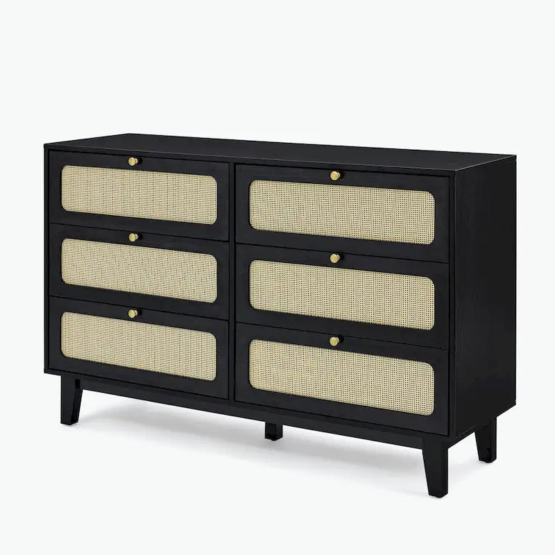Commode 6 tiroirs avec plateau en bois