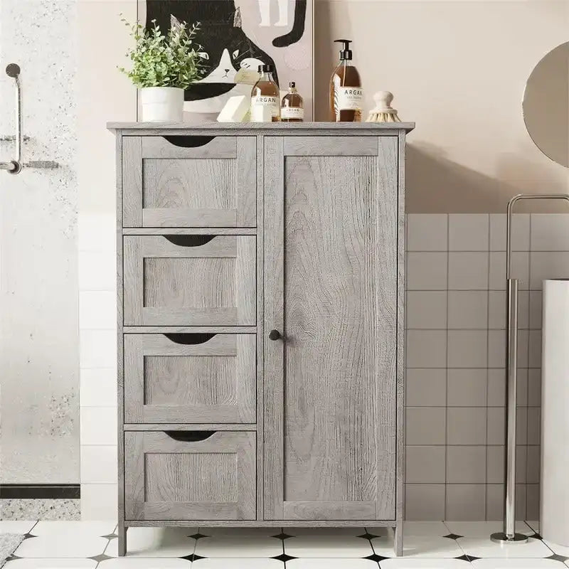 Meuble de salle de bain avec tiroirs et placard - 30 cm (P) x 55 cm (L) x 82,5 cm (H)