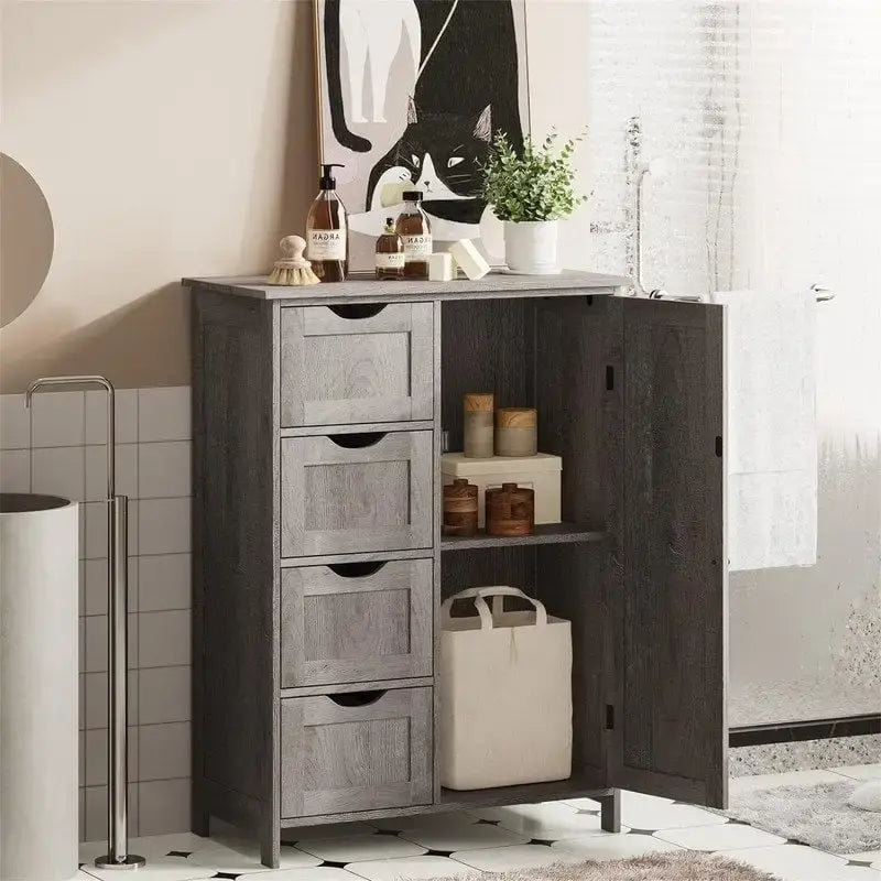 Meuble de salle de bain avec tiroirs et placard - 30 cm (P) x 55 cm (L) x 82,5 cm (H)