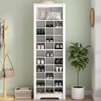 Meuble à chaussures haut avec 30 casiers et compartiment de rangement supérieur