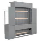 Lit escamotable grand format avec étagères, tiroirs et lumières LED