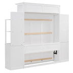 Lit escamotable grand format avec étagères, tiroirs et lumières LED