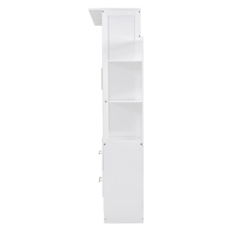 Lit escamotable grand format avec étagères, tiroirs et lumières LED
