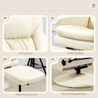 Fauteuil inclinable pivotant avec ottoman et repose-pieds, cuir PU, blanc crème