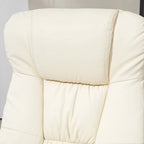 Fauteuil inclinable pivotant avec ottoman et repose-pieds, cuir PU, blanc crème
