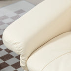Fauteuil inclinable pivotant avec ottoman et repose-pieds, cuir PU, blanc crème