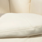 Fauteuil inclinable pivotant avec ottoman et repose-pieds, cuir PU, blanc crème
