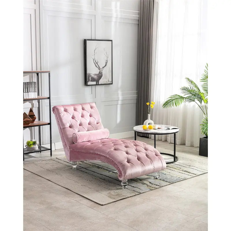 Fauteuil d'appoint en velours avec coussin lombaire et pieds en acrylique