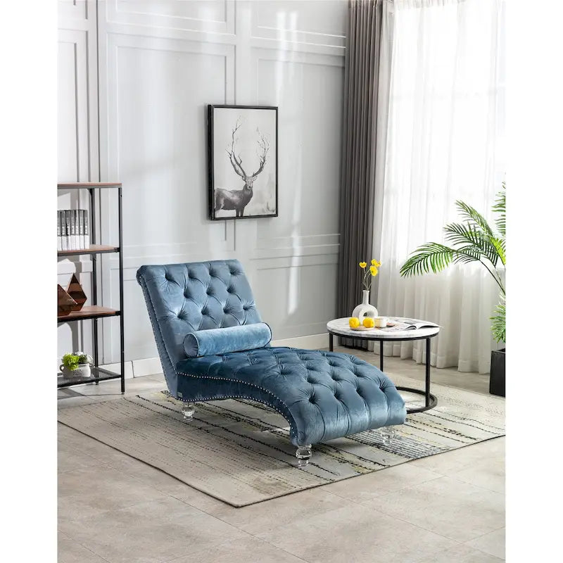 Fauteuil d'appoint en velours avec coussin lombaire et pieds en acrylique