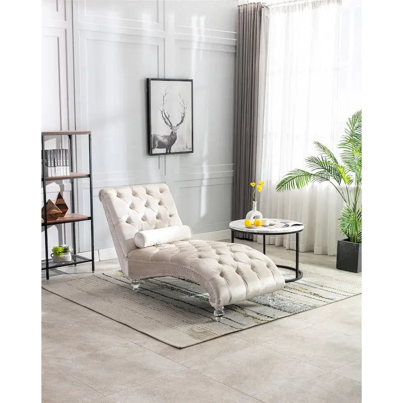 Fauteuil d'appoint en velours avec coussin lombaire et pieds en acrylique