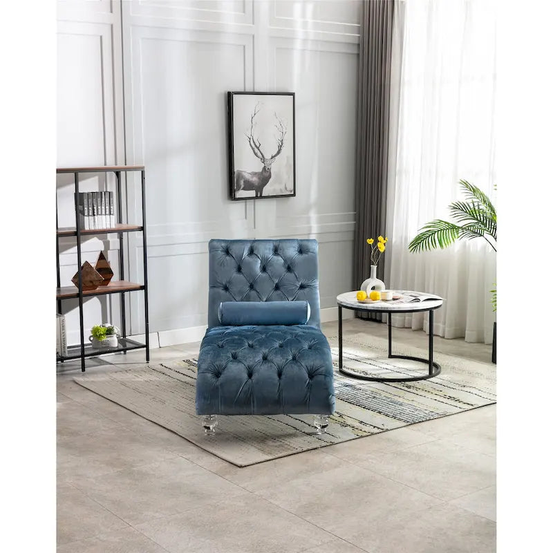 Fauteuil d'appoint en velours avec coussin lombaire et pieds en acrylique