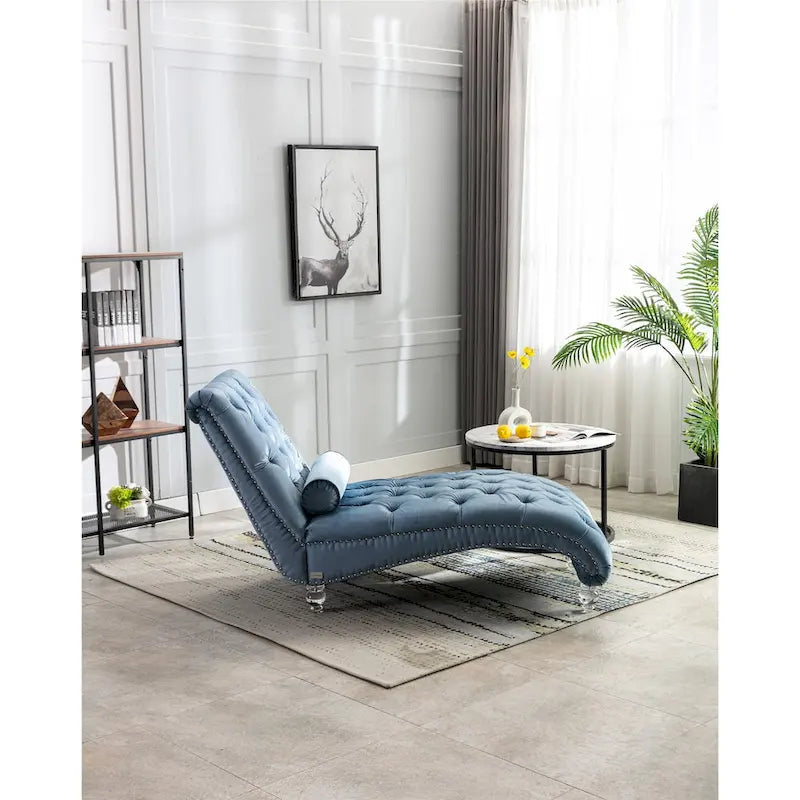 Fauteuil d'appoint en velours avec coussin lombaire et pieds en acrylique