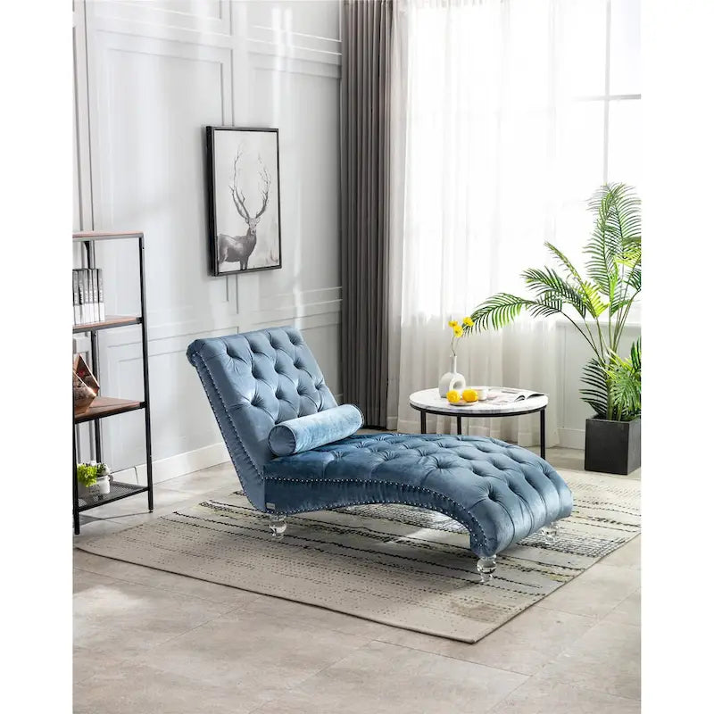 Fauteuil d'appoint en velours avec coussin lombaire et pieds en acrylique