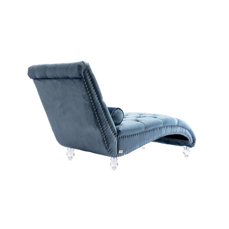 Fauteuil d'appoint en velours avec coussin lombaire et pieds en acrylique