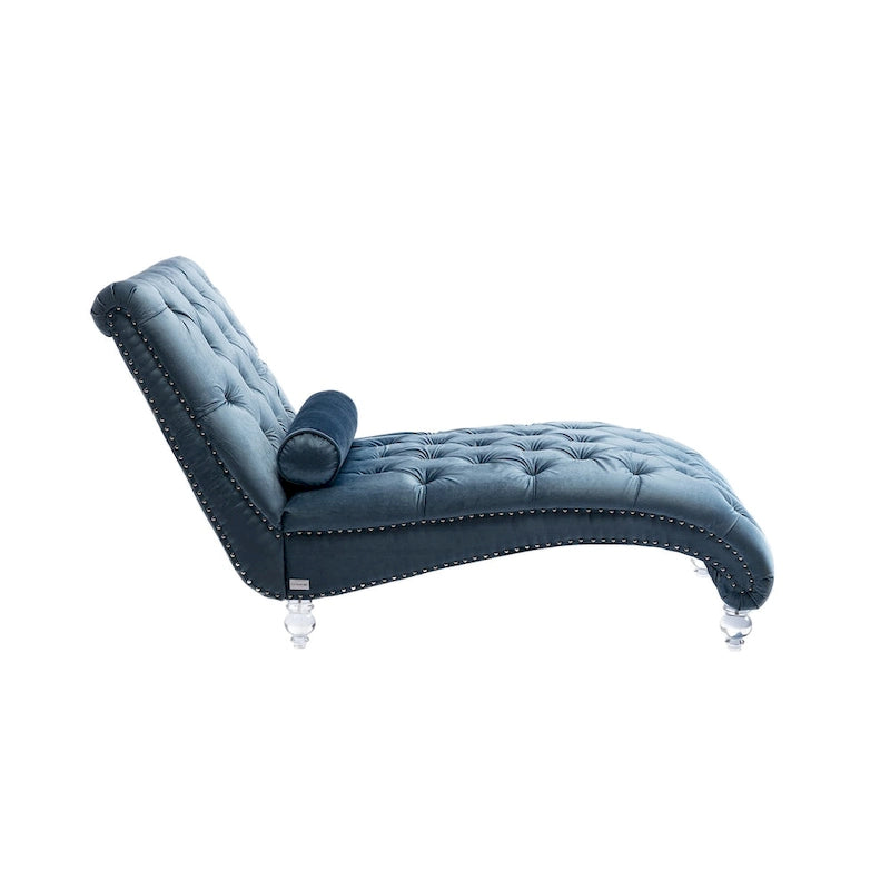 Fauteuil d'appoint en velours avec coussin lombaire et pieds en acrylique