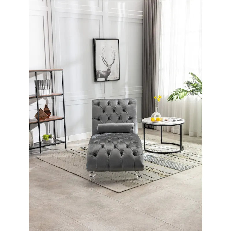 Fauteuil d'appoint en velours avec coussin lombaire et pieds en acrylique