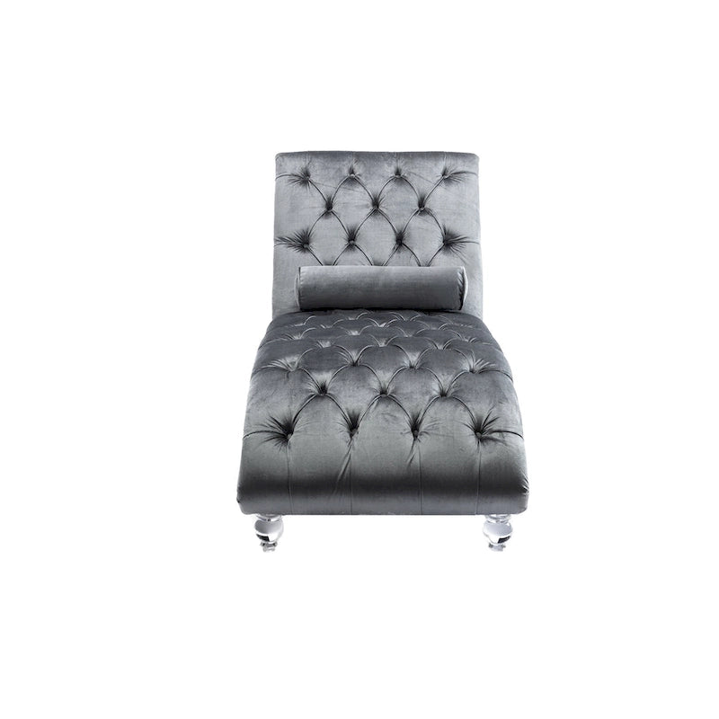 Fauteuil d'appoint en velours avec coussin lombaire et pieds en acrylique