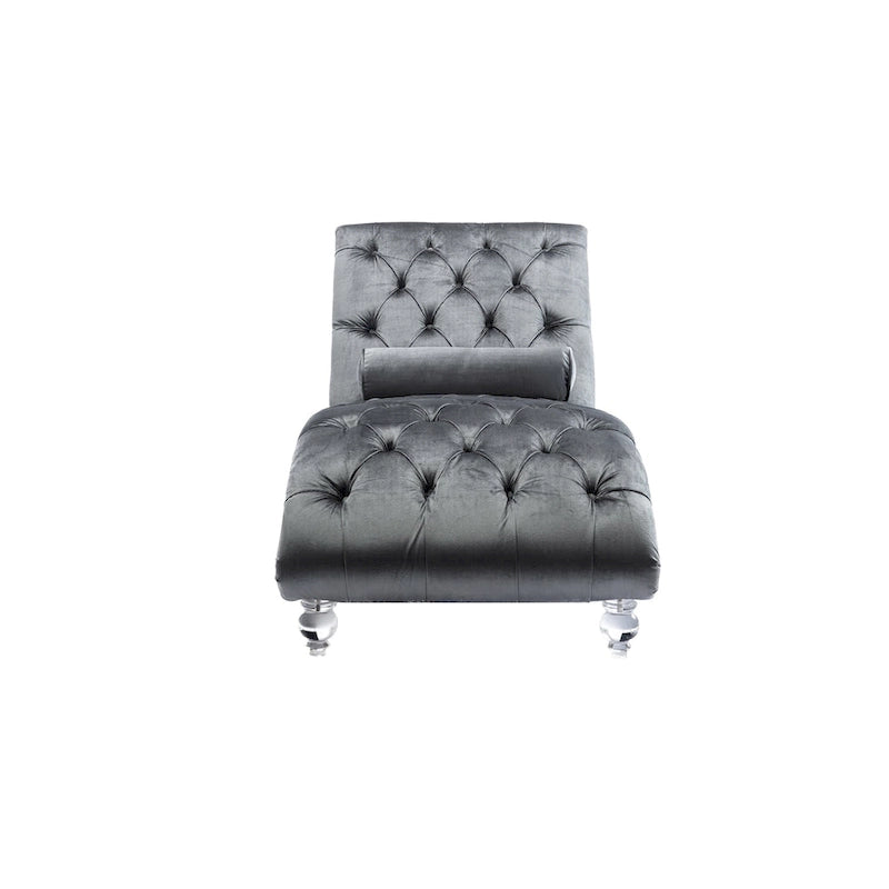 Fauteuil d'appoint en velours avec coussin lombaire et pieds en acrylique