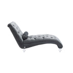 Fauteuil d'appoint en velours avec coussin lombaire et pieds en acrylique