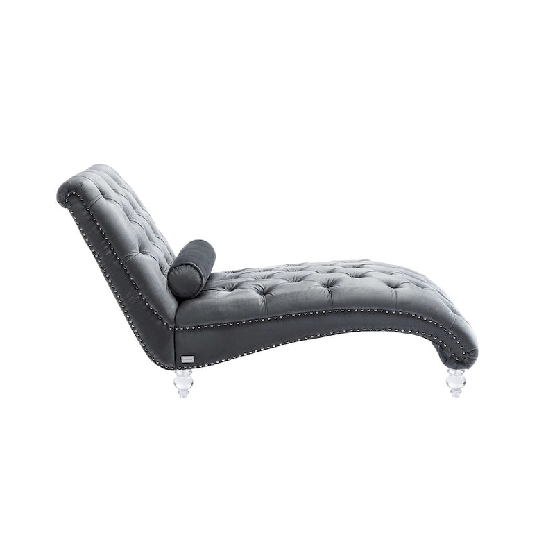 Fauteuil d'appoint en velours avec coussin lombaire et pieds en acrylique