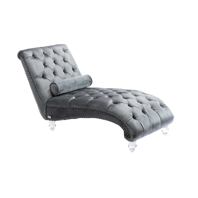 Fauteuil d'appoint en velours avec coussin lombaire et pieds en acrylique