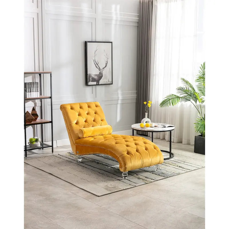 Fauteuil d'appoint en velours avec coussin lombaire et pieds en acrylique