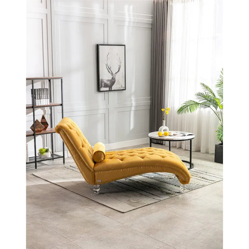 Fauteuil d'appoint en velours avec coussin lombaire et pieds en acrylique