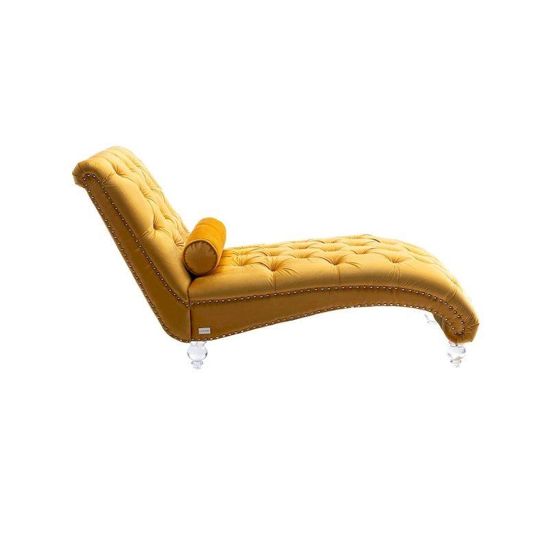 Fauteuil d'appoint en velours avec coussin lombaire et pieds en acrylique