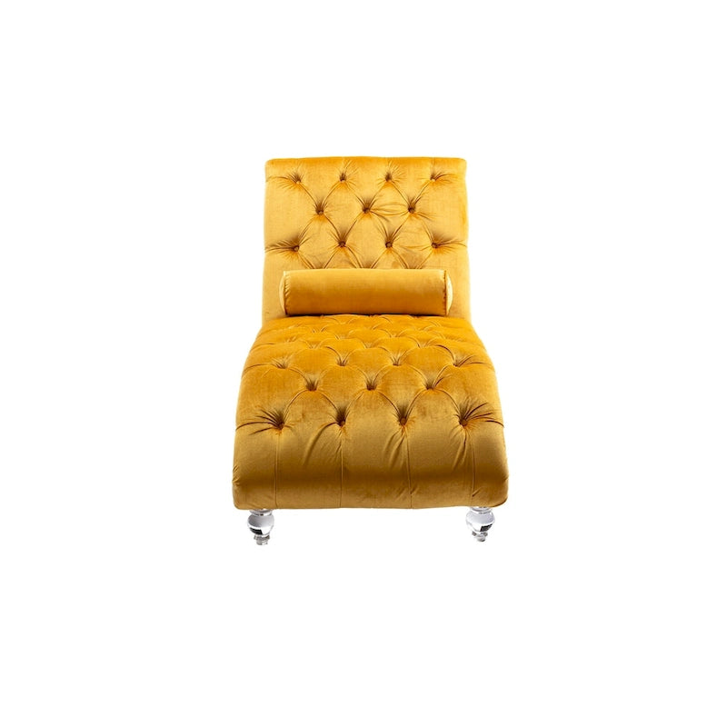 Fauteuil d'appoint en velours avec coussin lombaire et pieds en acrylique