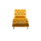 Fauteuil d'appoint en velours avec coussin lombaire et pieds en acrylique