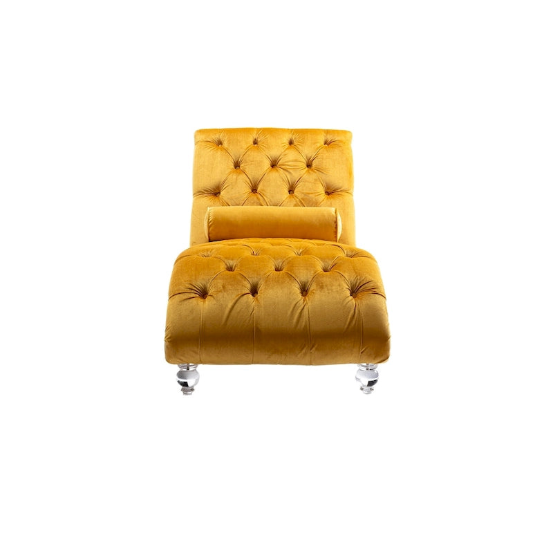 Fauteuil d'appoint en velours avec coussin lombaire et pieds en acrylique