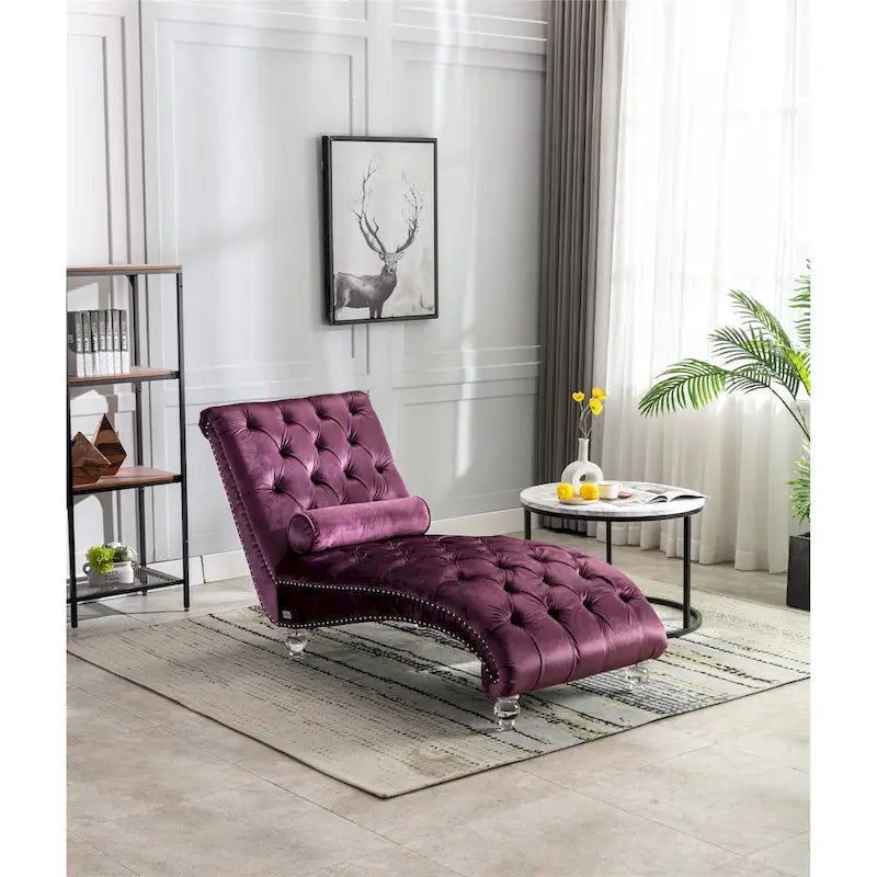 Fauteuil d'appoint en velours avec coussin lombaire et pieds en acrylique