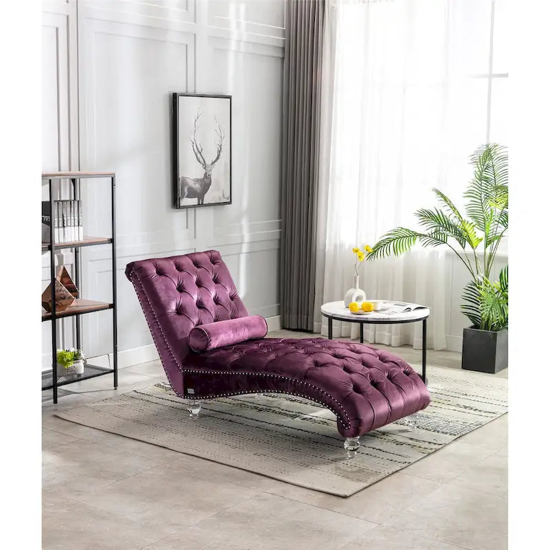 Fauteuil d'appoint en velours avec coussin lombaire et pieds en acrylique