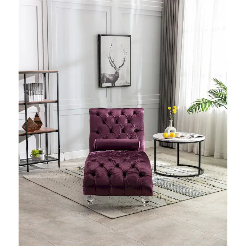 Fauteuil d'appoint en velours avec coussin lombaire et pieds en acrylique
