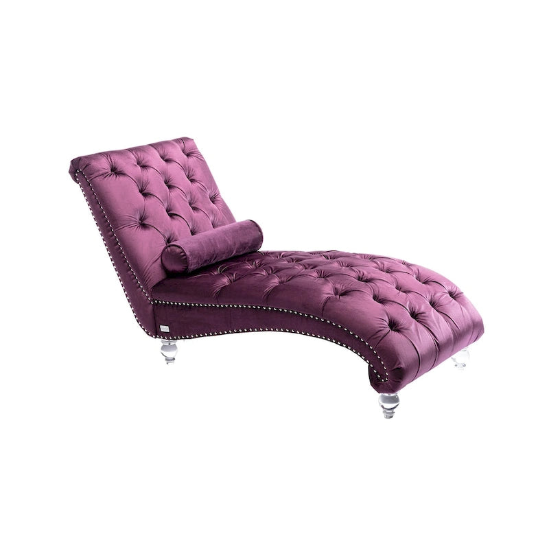 Fauteuil d'appoint en velours avec coussin lombaire et pieds en acrylique