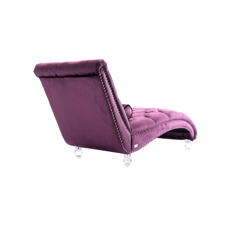 Fauteuil d'appoint en velours avec coussin lombaire et pieds en acrylique