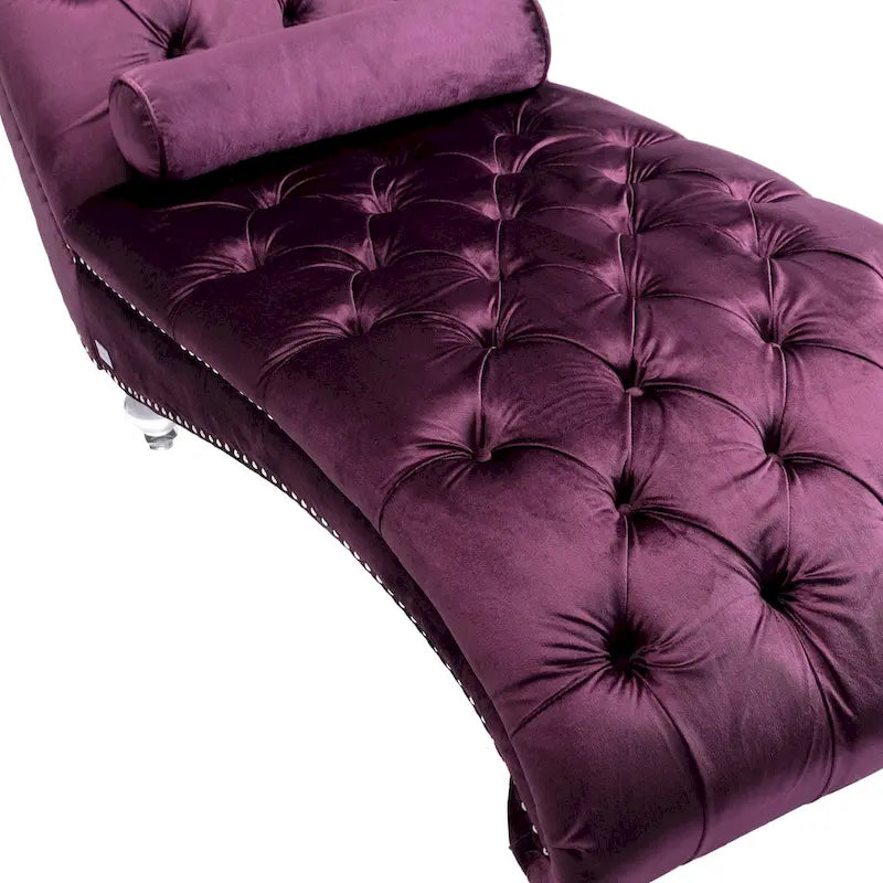 Fauteuil d'appoint en velours avec coussin lombaire et pieds en acrylique