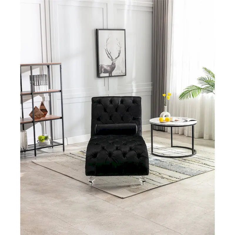 Fauteuil d'appoint en velours avec coussin lombaire et pieds en acrylique