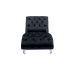 Fauteuil d'appoint en velours avec coussin lombaire et pieds en acrylique