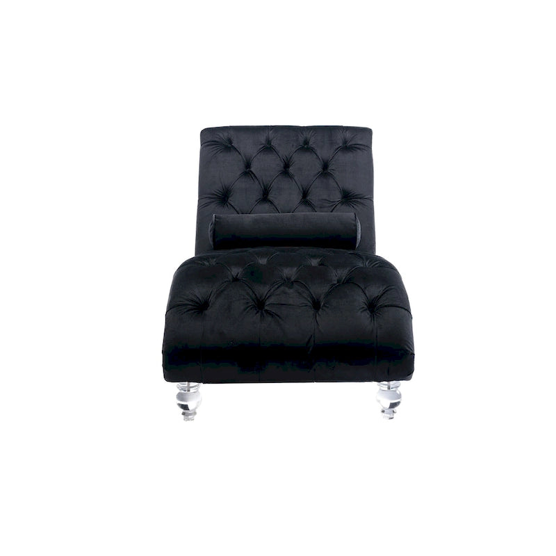 Fauteuil d'appoint en velours avec coussin lombaire et pieds en acrylique