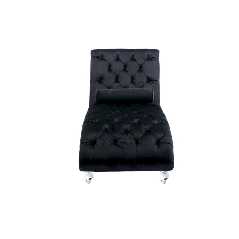 Fauteuil d'appoint en velours avec coussin lombaire et pieds en acrylique