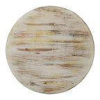 Table basse ronde en bois de manguier avec motifs floraux sculptés