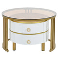 Tables basses gigognes (lot de 2), tables d'appoint avec plateau en verre trempé et tiroirs de rangement