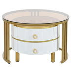 Tables basses gigognes (lot de 2), tables d'appoint avec plateau en verre trempé et tiroirs de rangement